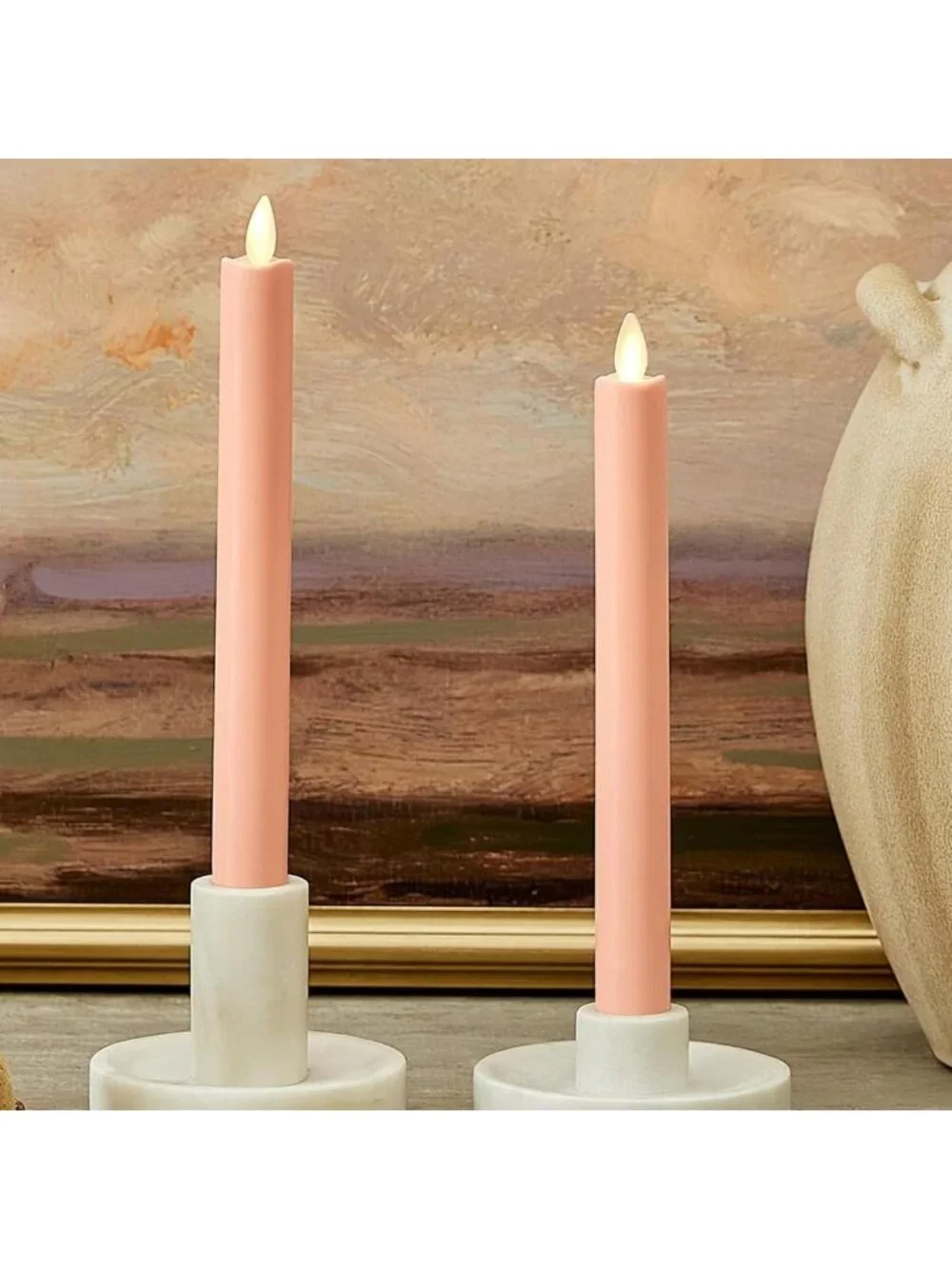 Set of 2 Flameless Taper Candles, LED Flickering Flame, Safe for Kids & Pets